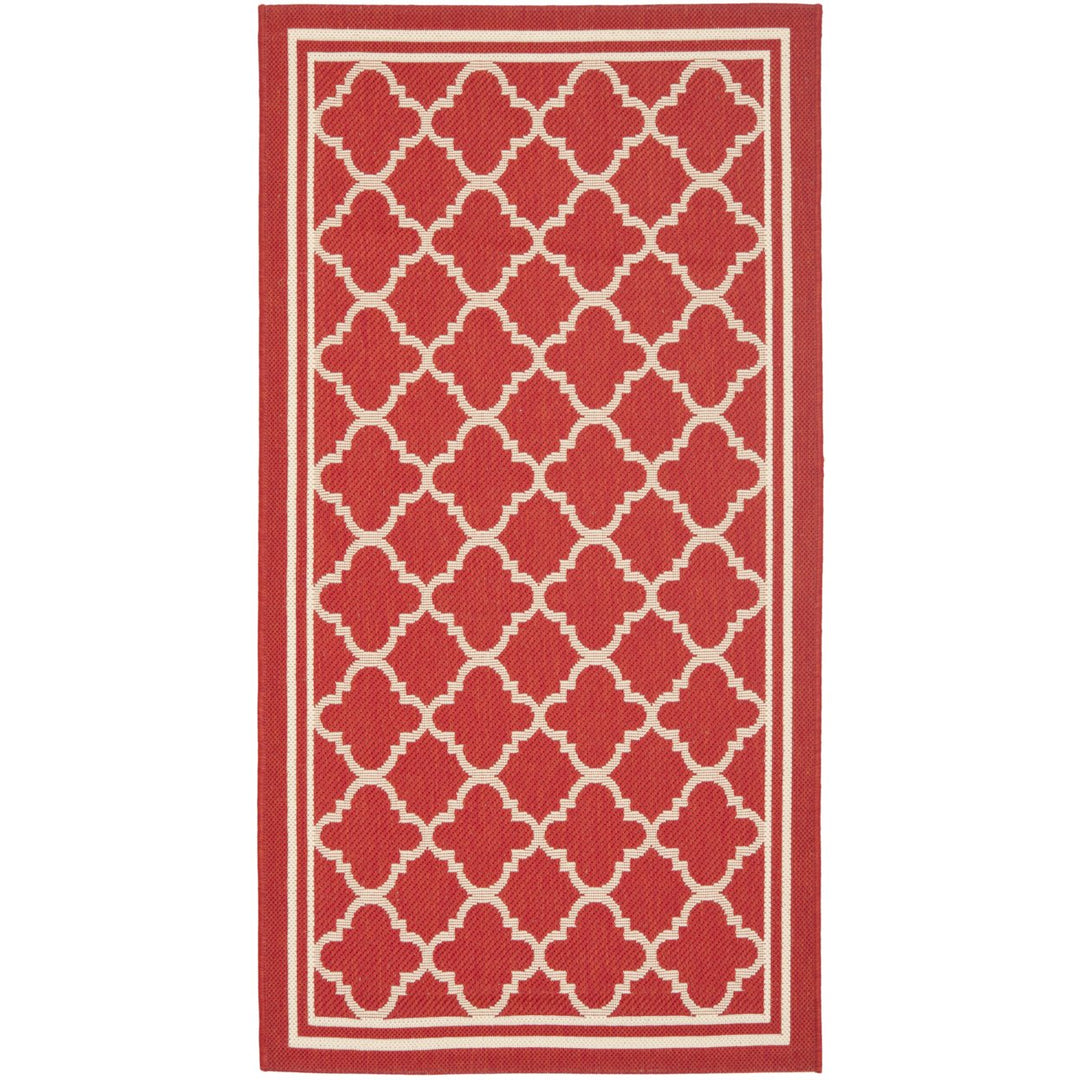 SAFAVIEH Outdoor CY6918-248 Courtyard Collection Red / Bone Rug Image 1