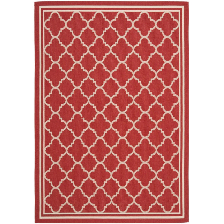 SAFAVIEH Outdoor CY6918-248 Courtyard Collection Red / Bone Rug Image 1