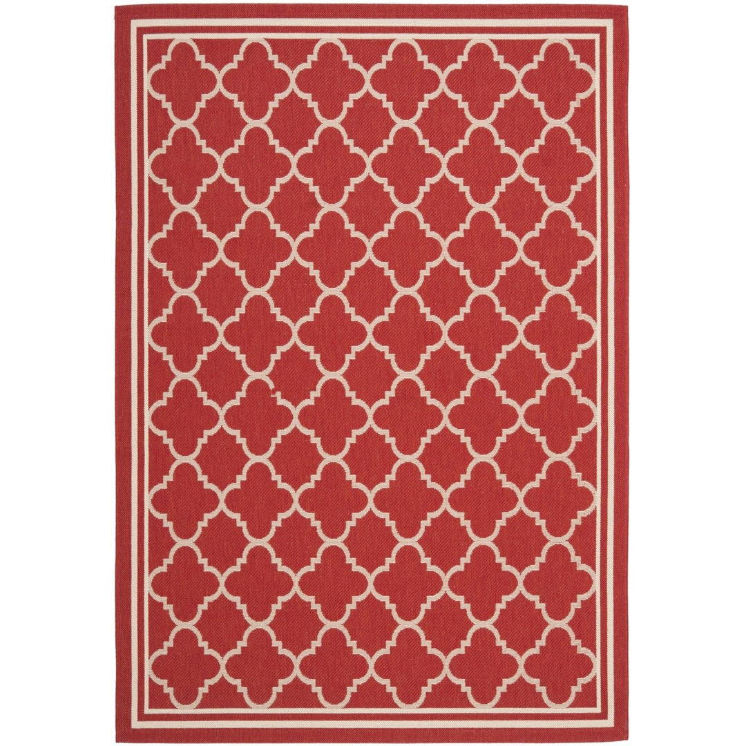 SAFAVIEH Outdoor CY6918-248 Courtyard Collection Red / Bone Rug Image 1