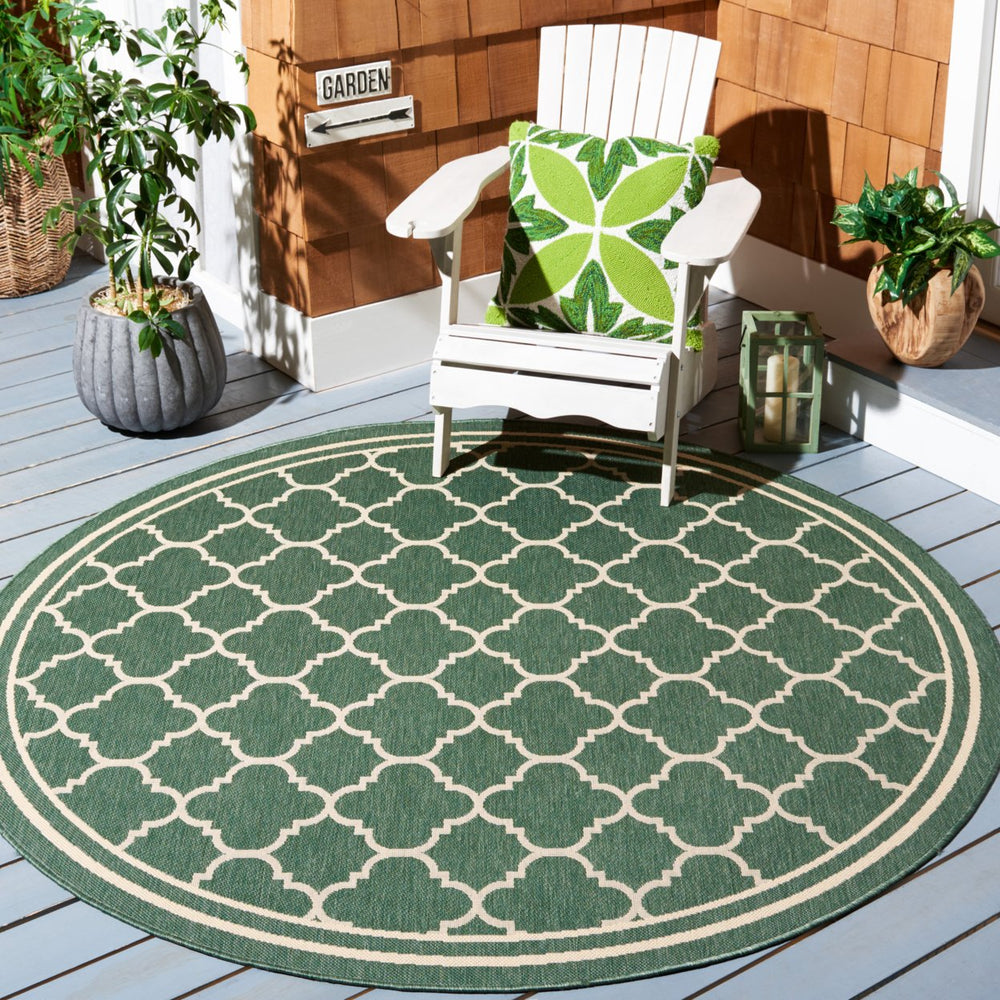 SAFAVIEH Outdoor CY6918-322 Courtyard Dark Green / Beige Rug Image 2