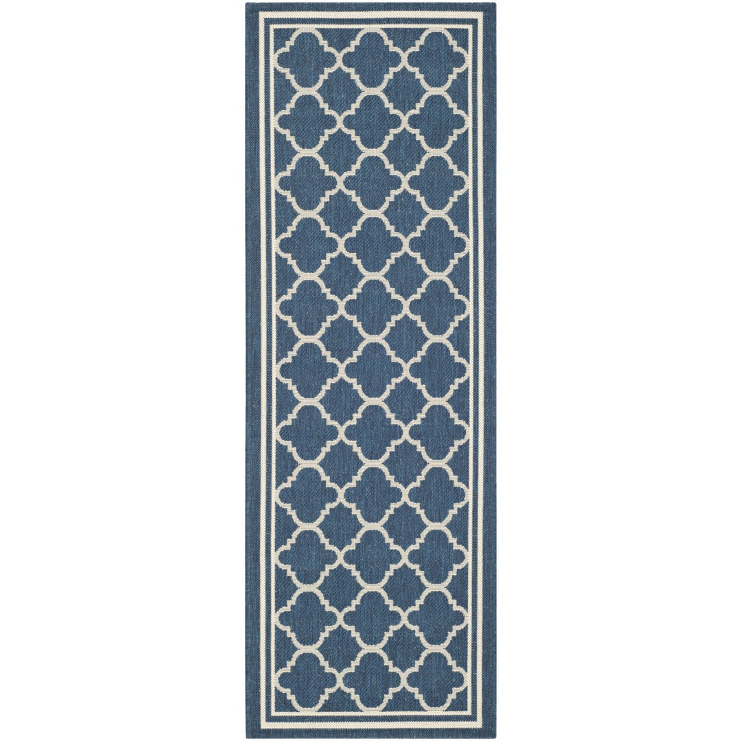 SAFAVIEH Indoor Outdoor CY6918-268 Courtyard Navy / Beige Rug Image 1