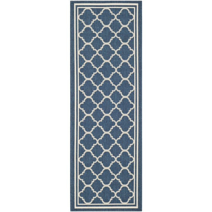 SAFAVIEH Indoor Outdoor CY6918-268 Courtyard Navy / Beige Rug Image 1