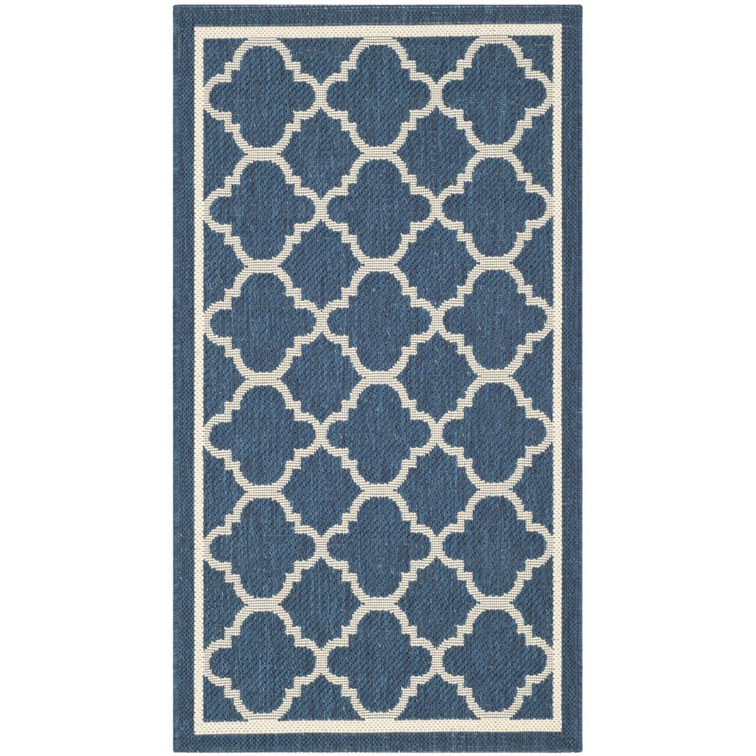 SAFAVIEH Indoor Outdoor CY6918-268 Courtyard Navy / Beige Rug Image 1