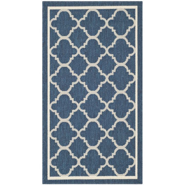 SAFAVIEH Indoor Outdoor CY6918-268 Courtyard Navy / Beige Rug Image 1