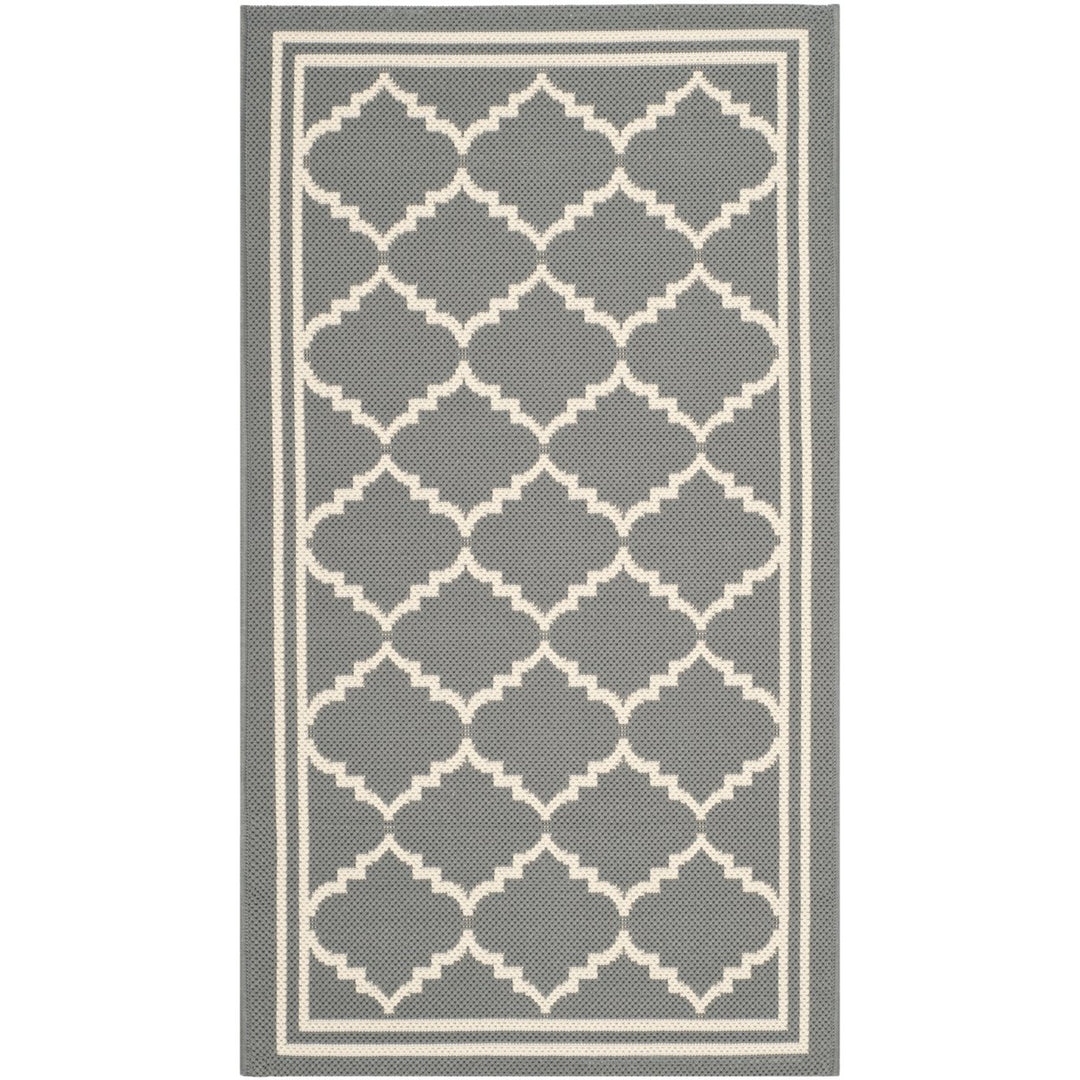 SAFAVIEH Outdoor CY6918-246 Courtyard Anthracite / Beige Rug Image 1