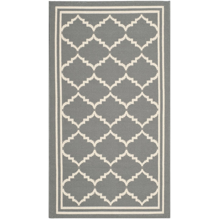 SAFAVIEH Outdoor CY6918-246 Courtyard Anthracite / Beige Rug Image 1