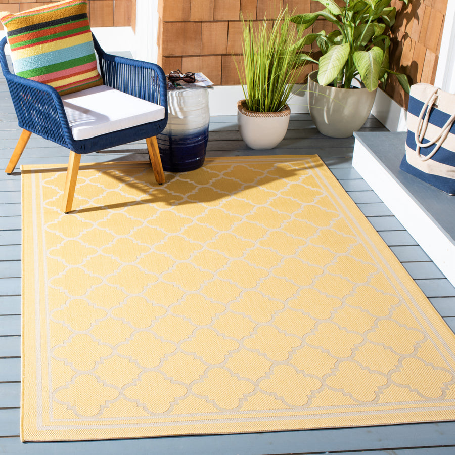 SAFAVIEH Outdoor CY6918-30621 Courtyard Gold / Beige Rug Image 1