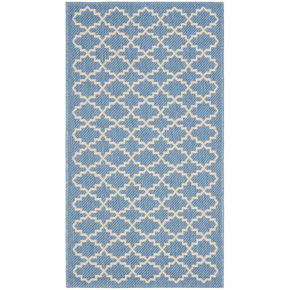 SAFAVIEH Indoor Outdoor CY6919-243 Courtyard Blue / Beige Rug Image 2