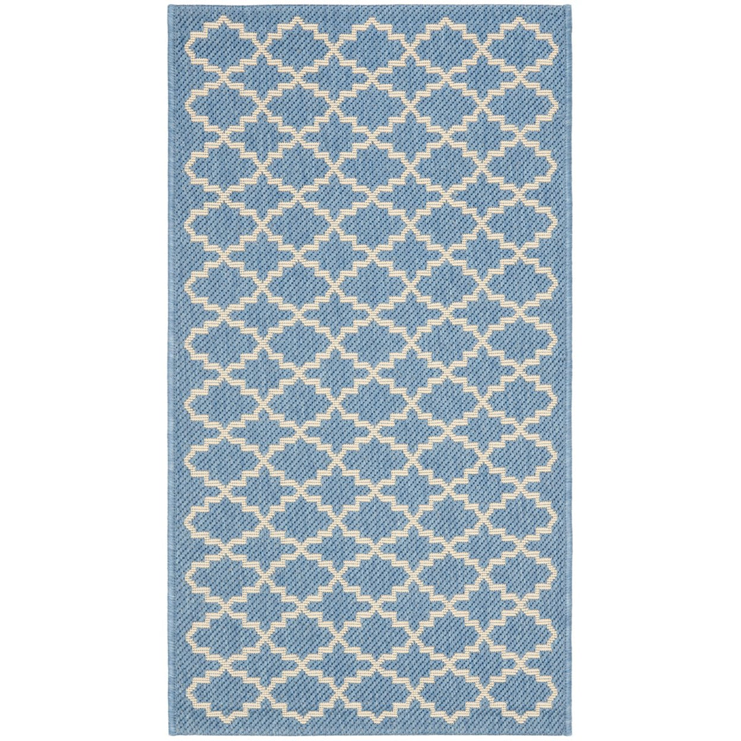 SAFAVIEH Indoor Outdoor CY6919-243 Courtyard Blue / Beige Rug Image 1