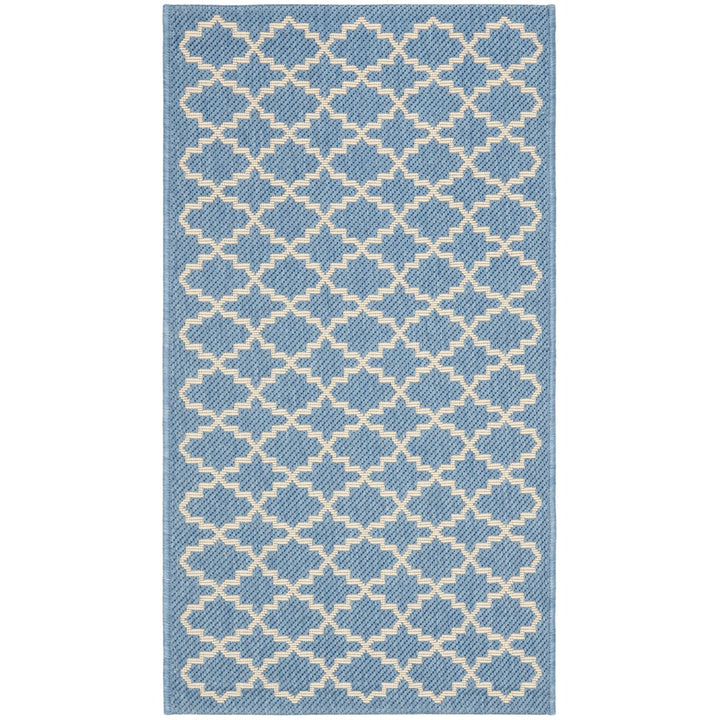 SAFAVIEH Indoor Outdoor CY6919-243 Courtyard Blue / Beige Rug Image 1