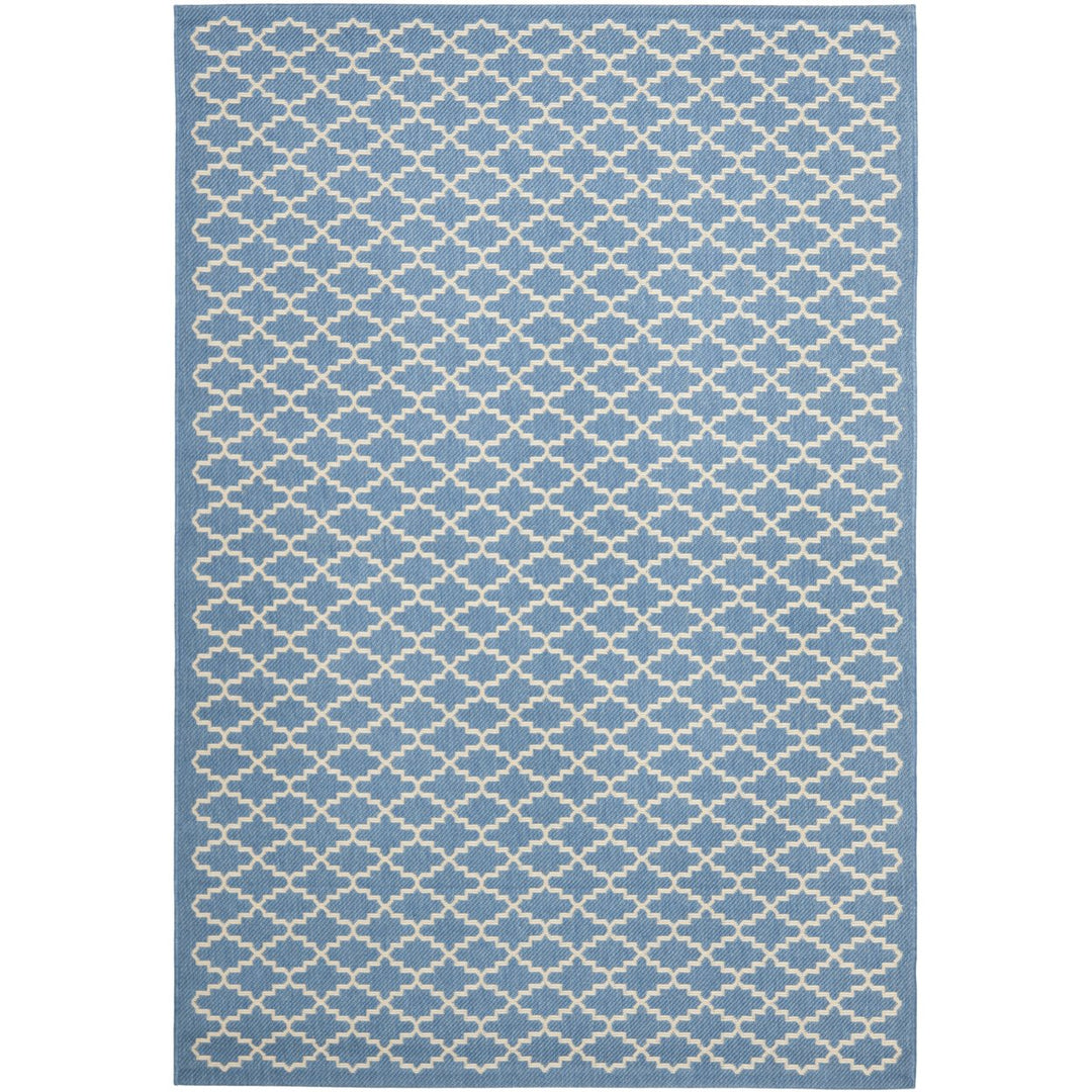 SAFAVIEH Indoor Outdoor CY6919-243 Courtyard Blue / Beige Rug Image 1