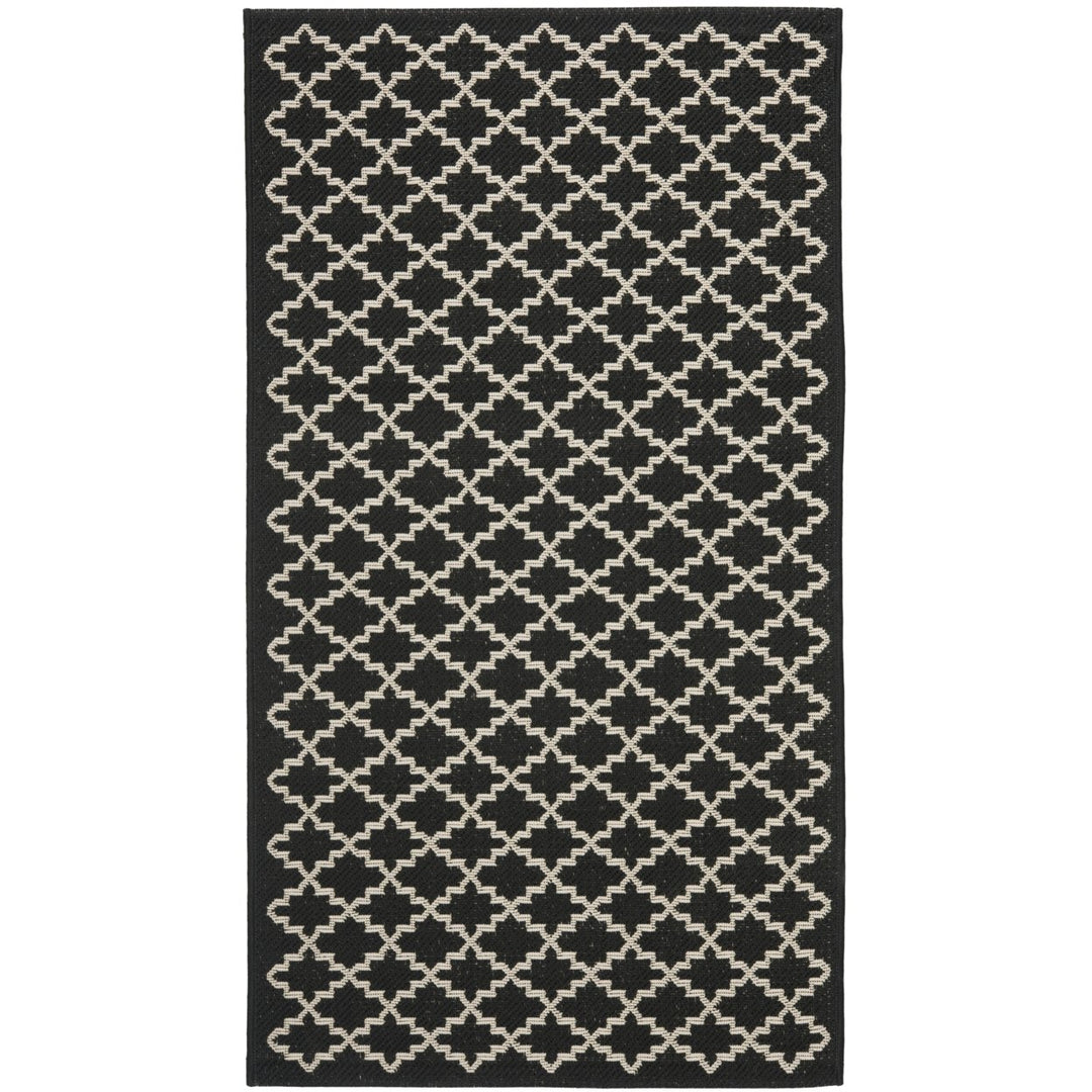 SAFAVIEH Indoor Outdoor CY6919-226 Courtyard Black / Beige Rug Image 1