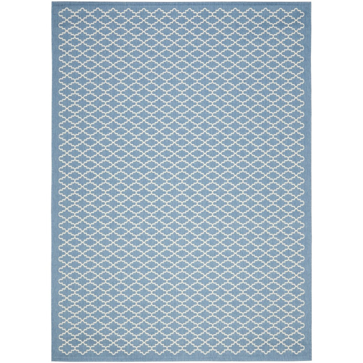 SAFAVIEH Indoor Outdoor CY6919-243 Courtyard Blue / Beige Rug Image 1