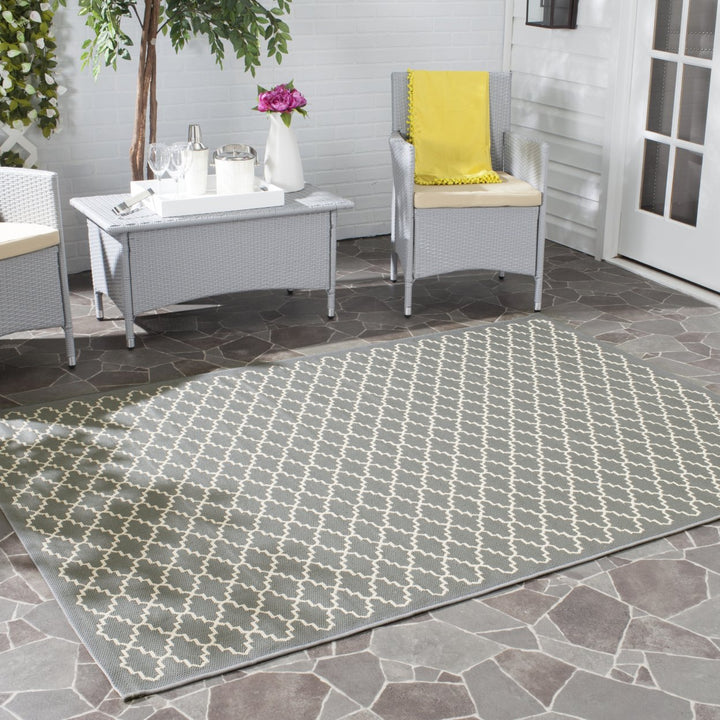 SAFAVIEH Outdoor CY6919-246 Courtyard Anthracite / Beige Rug Image 1