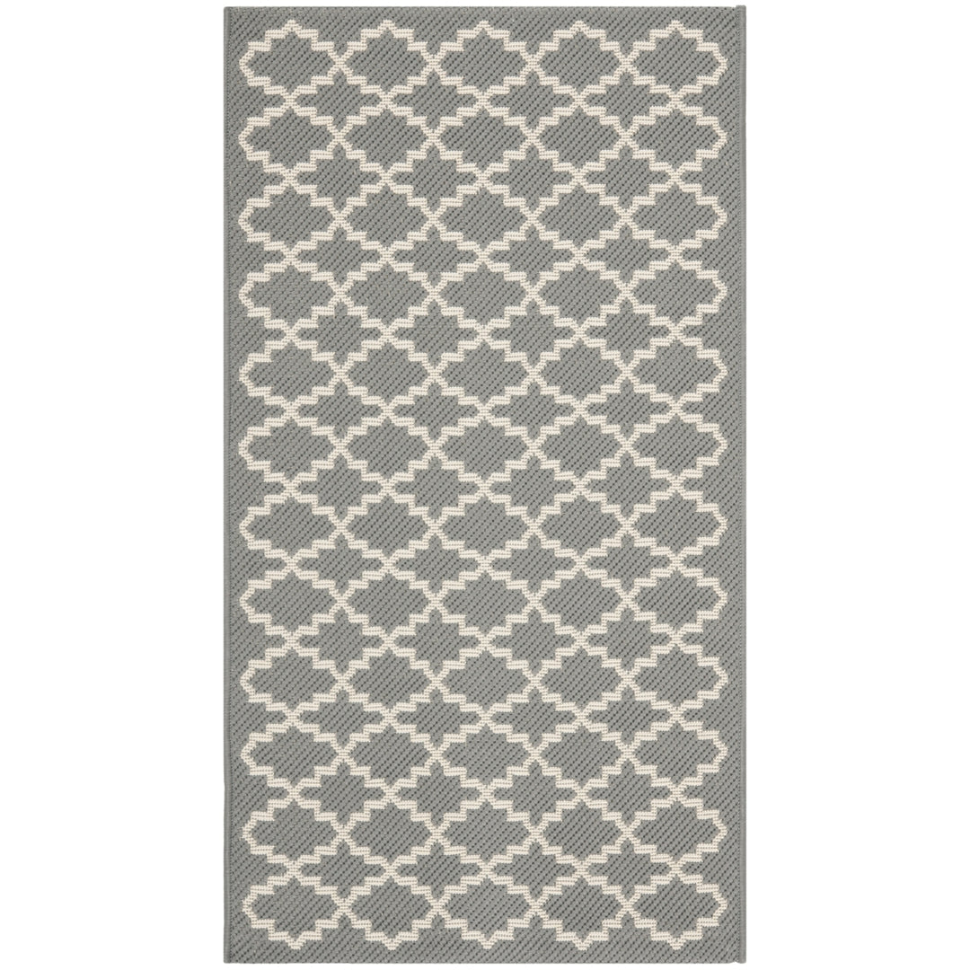 SAFAVIEH Outdoor CY6919-246 Courtyard Anthracite / Beige Rug Image 2