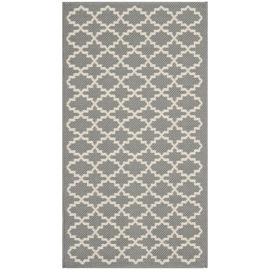 SAFAVIEH Outdoor CY6919-246 Courtyard Anthracite / Beige Rug Image 1