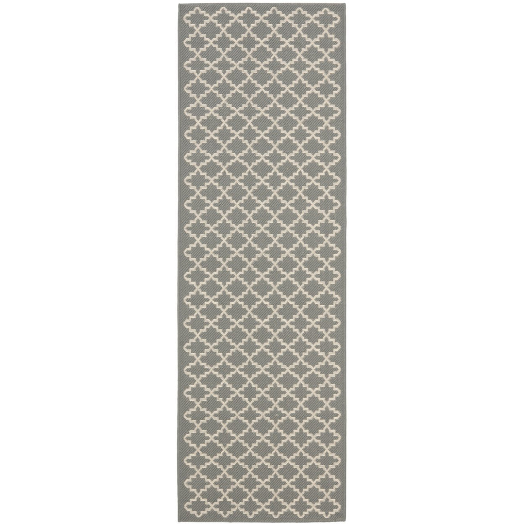 SAFAVIEH Outdoor CY6919-246 Courtyard Anthracite / Beige Rug Image 1