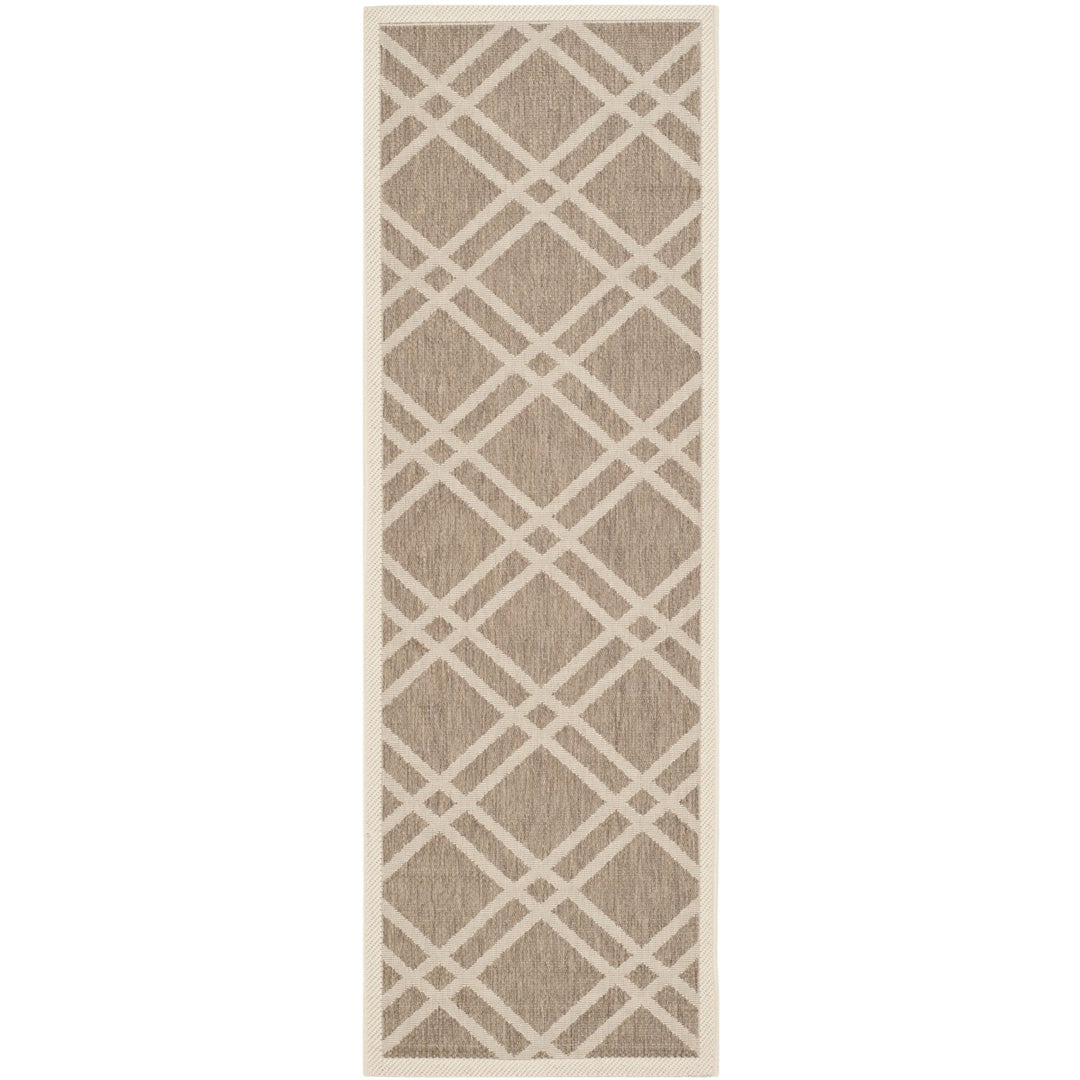 SAFAVIEH Indoor Outdoor CY6923-242 Courtyard Brown / Bone Rug Image 5