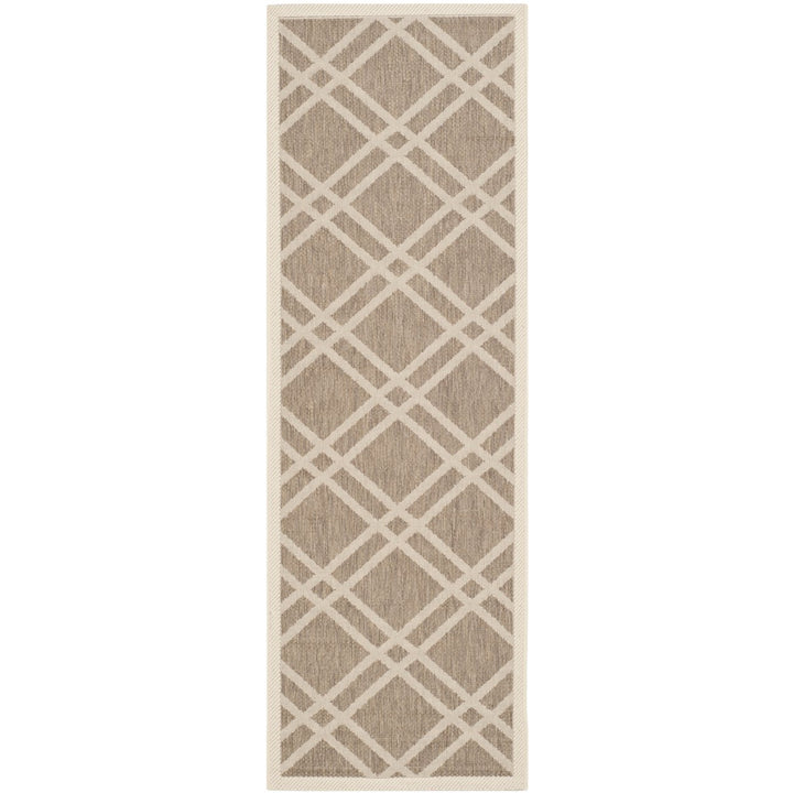 SAFAVIEH Indoor Outdoor CY6923-242 Courtyard Brown / Bone Rug Image 5