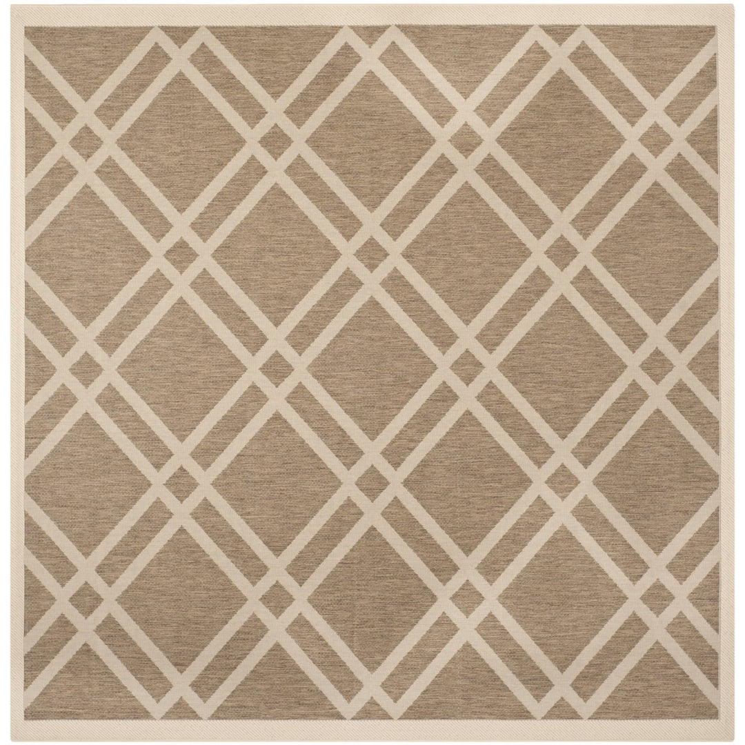 SAFAVIEH Indoor Outdoor CY6923-242 Courtyard Brown / Bone Rug Image 6