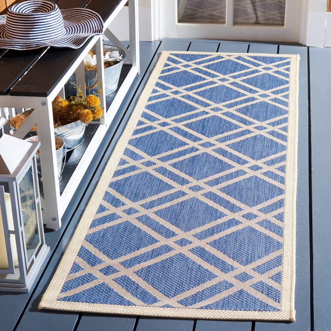 SAFAVIEH Indoor Outdoor CY6923-243 Courtyard Blue / Beige Rug Image 2