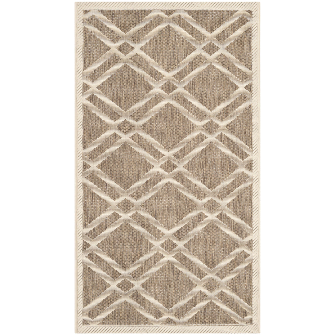 SAFAVIEH Indoor Outdoor CY6923-242 Courtyard Brown / Bone Rug Image 9