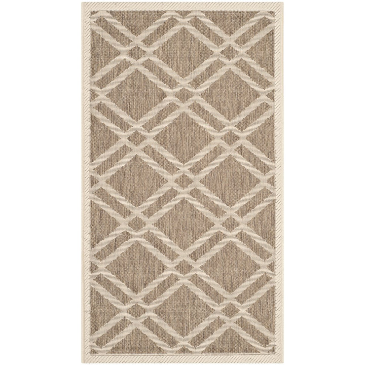 SAFAVIEH Indoor Outdoor CY6923-242 Courtyard Brown / Bone Rug Image 1