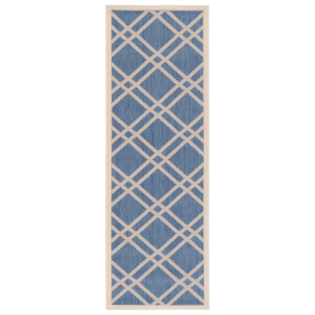 SAFAVIEH Indoor Outdoor CY6923-243 Courtyard Blue / Beige Rug Image 5