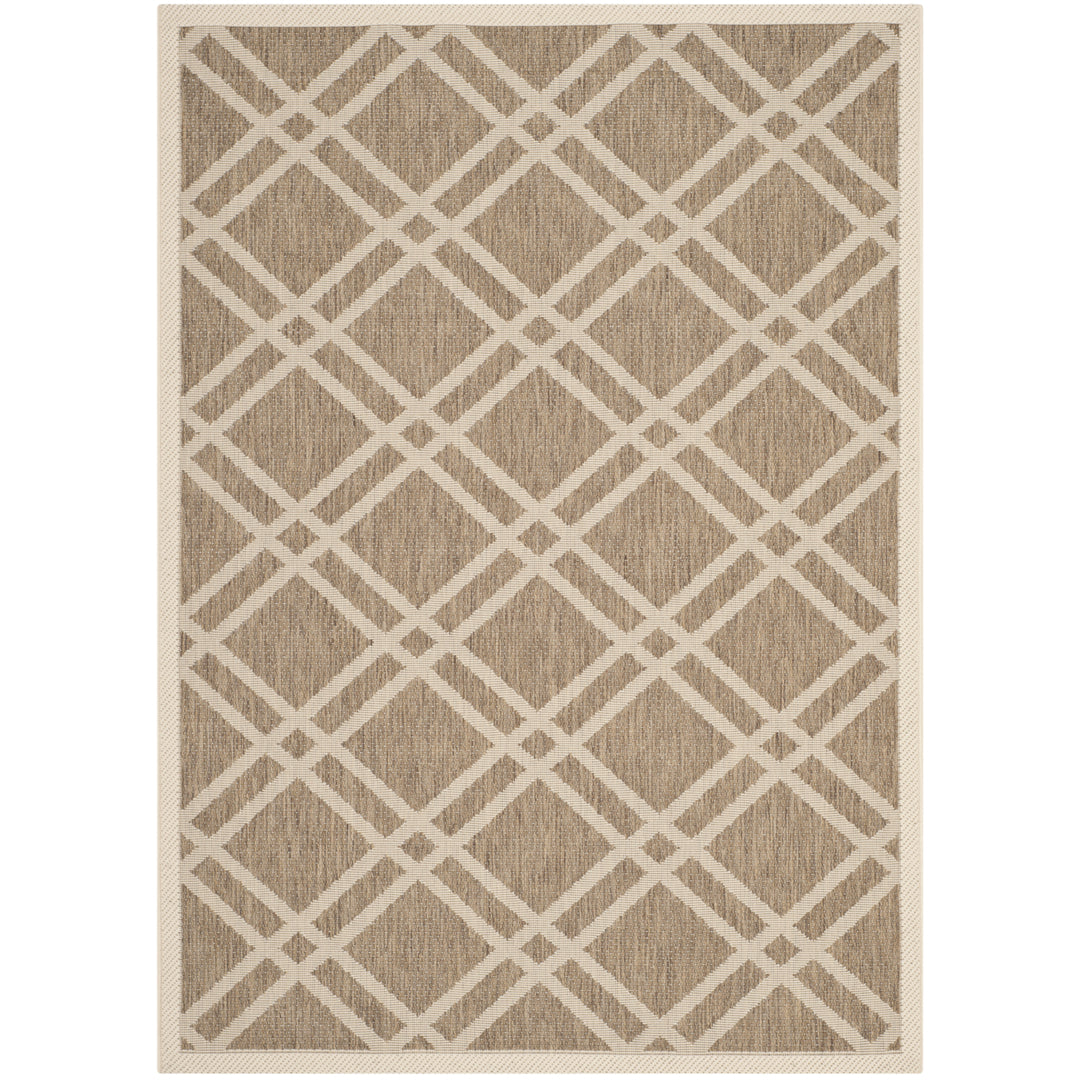 SAFAVIEH Indoor Outdoor CY6923-242 Courtyard Brown / Bone Rug Image 11