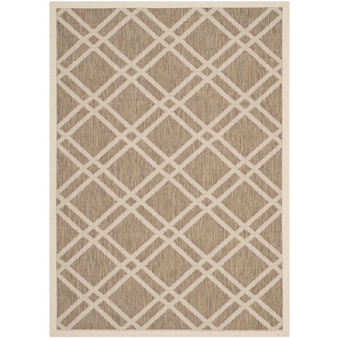 SAFAVIEH Indoor Outdoor CY6923-242 Courtyard Brown / Bone Rug Image 1