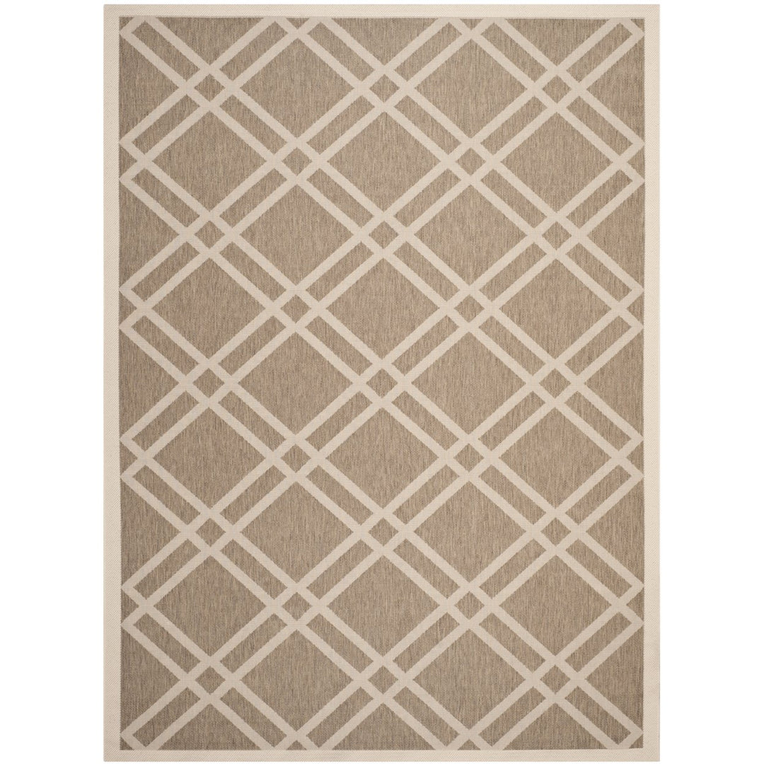 SAFAVIEH Indoor Outdoor CY6923-242 Courtyard Brown / Bone Rug Image 1