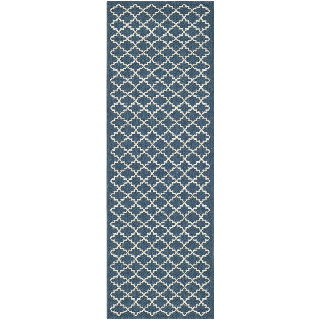 SAFAVIEH Indoor Outdoor CY6919-268 Courtyard Navy / Beige Rug Image 1