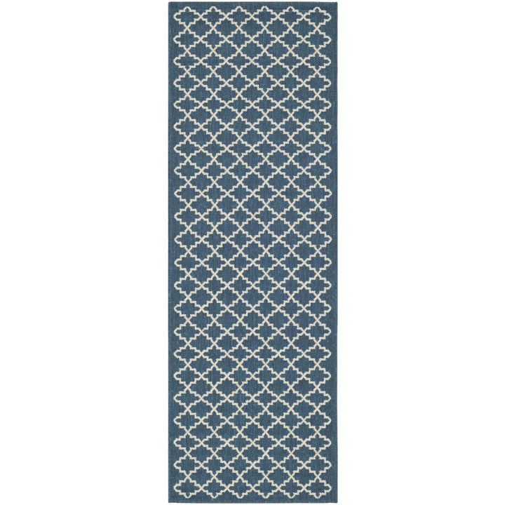 SAFAVIEH Indoor Outdoor CY6919-268 Courtyard Navy / Beige Rug Image 1