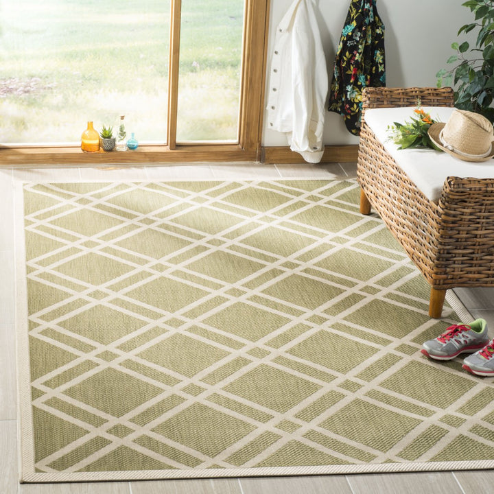 SAFAVIEH Indoor Outdoor CY6923-244 Courtyard Green / Beige Rug Image 1