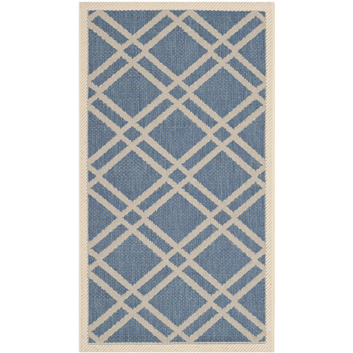 SAFAVIEH Indoor Outdoor CY6923-243 Courtyard Blue / Beige Rug Image 1