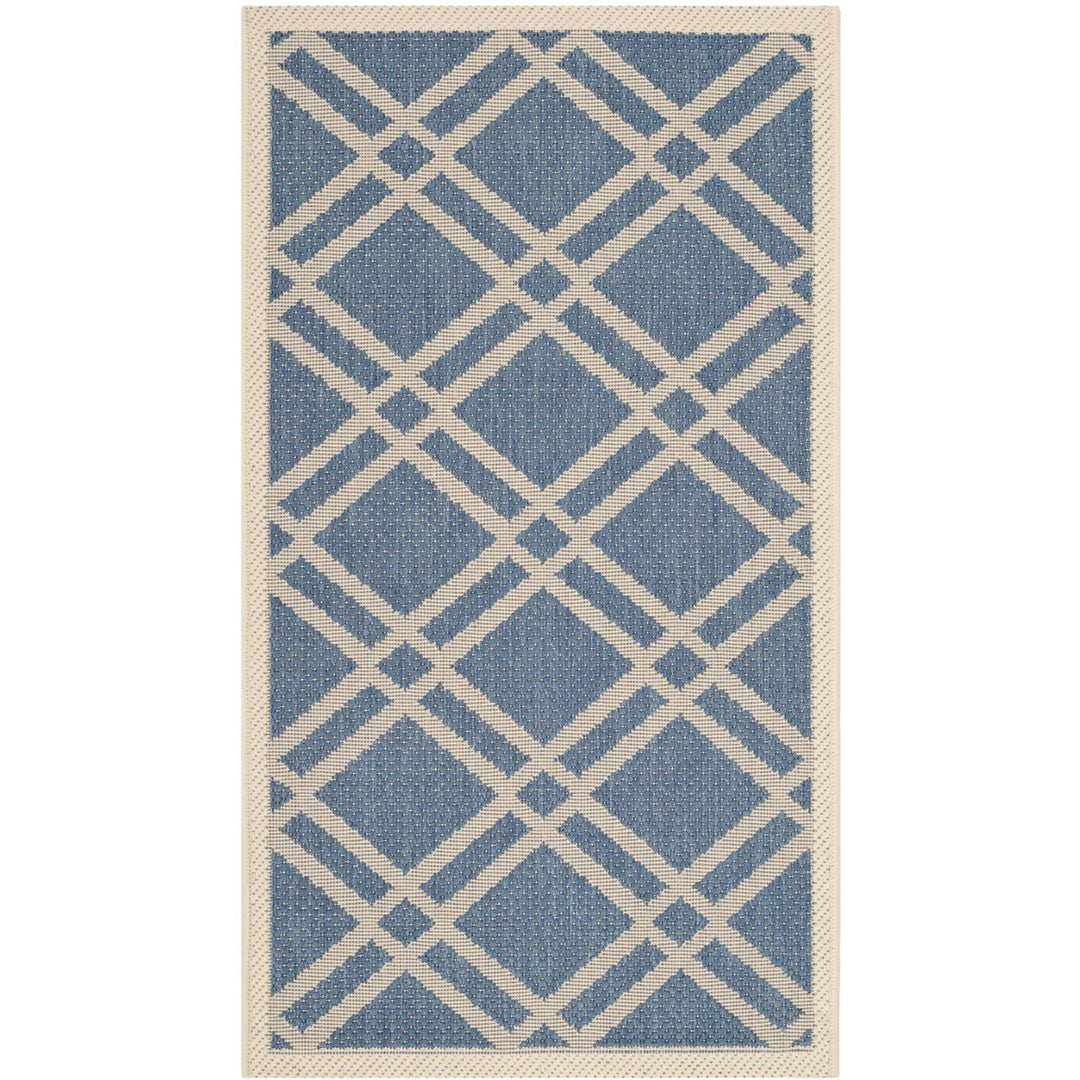 SAFAVIEH Indoor Outdoor CY6923-243 Courtyard Blue / Beige Rug Image 1