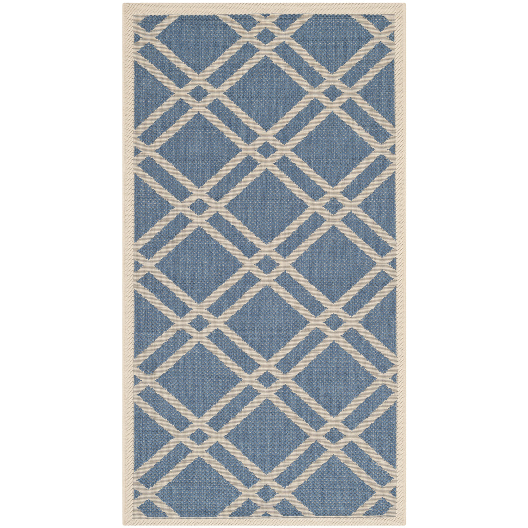 SAFAVIEH Indoor Outdoor CY6923-243 Courtyard Blue / Beige Rug Image 10