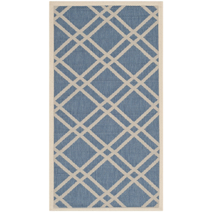 SAFAVIEH Indoor Outdoor CY6923-243 Courtyard Blue / Beige Rug Image 1