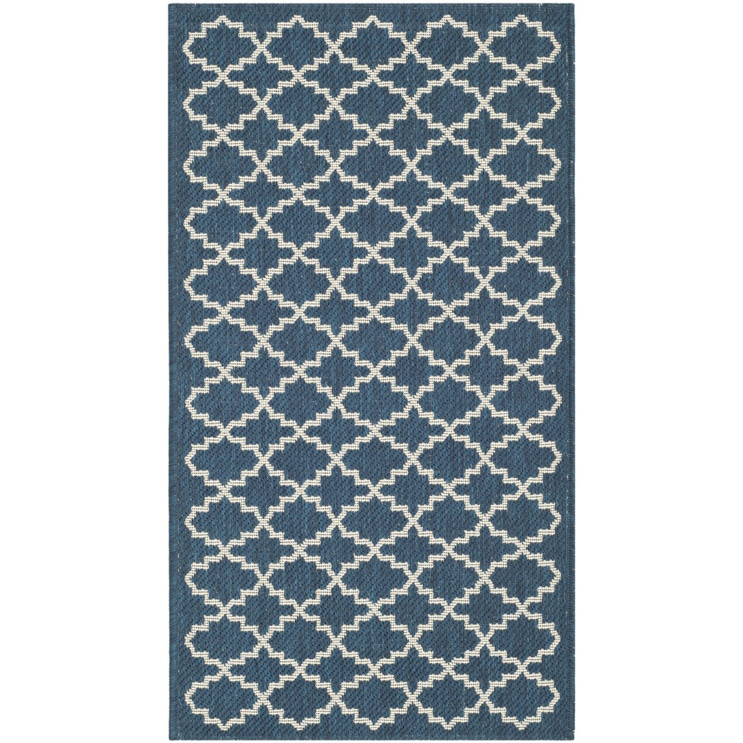 SAFAVIEH Indoor Outdoor CY6919-268 Courtyard Navy / Beige Rug Image 1