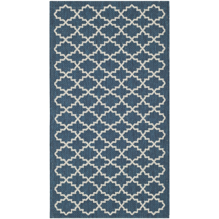 SAFAVIEH Indoor Outdoor CY6919-268 Courtyard Navy / Beige Rug Image 1