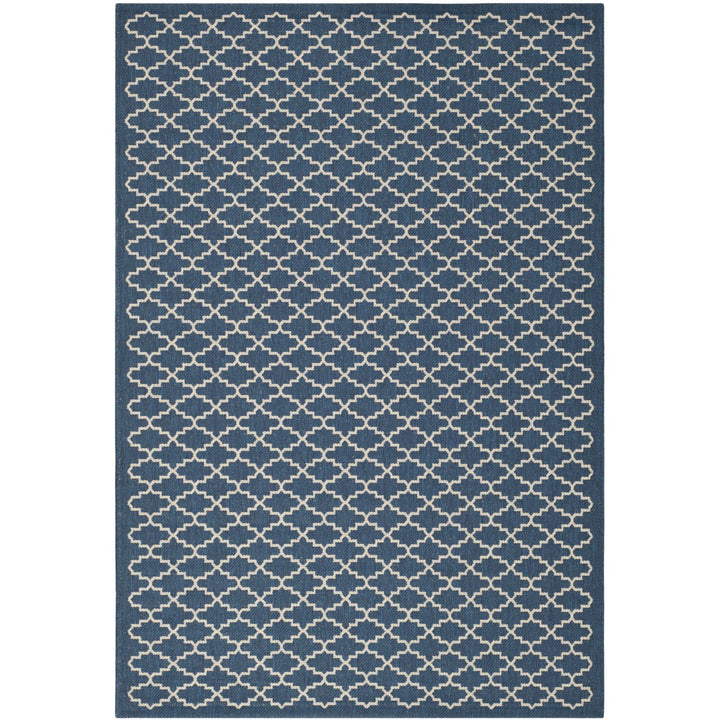 SAFAVIEH Indoor Outdoor CY6919-268 Courtyard Navy / Beige Rug Image 1