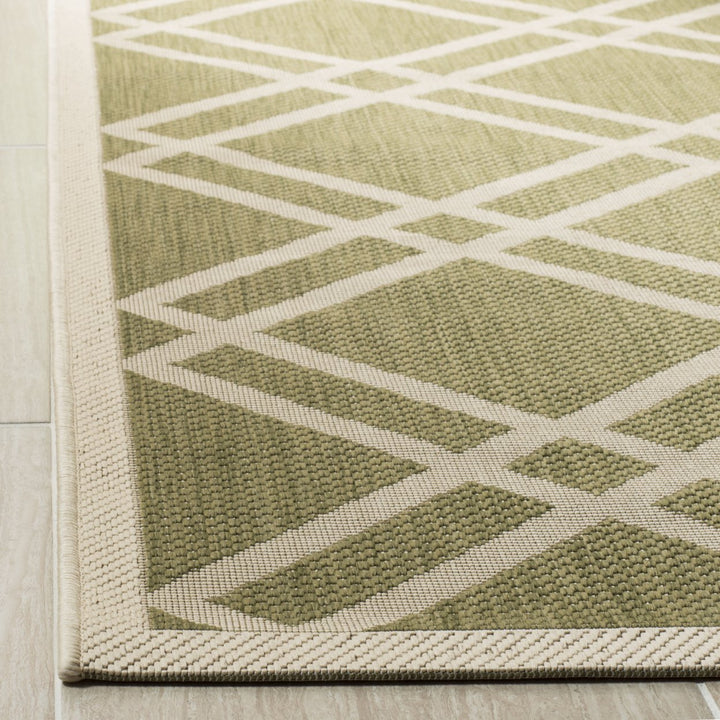 SAFAVIEH Indoor Outdoor CY6923-244 Courtyard Green / Beige Rug Image 7