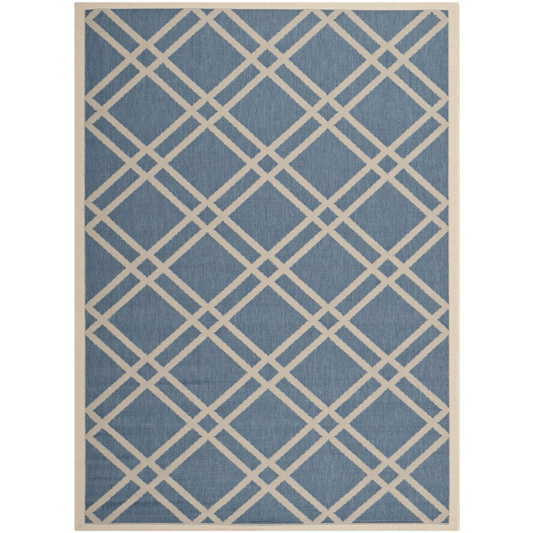 SAFAVIEH Indoor Outdoor CY6923-243 Courtyard Blue / Beige Rug Image 1