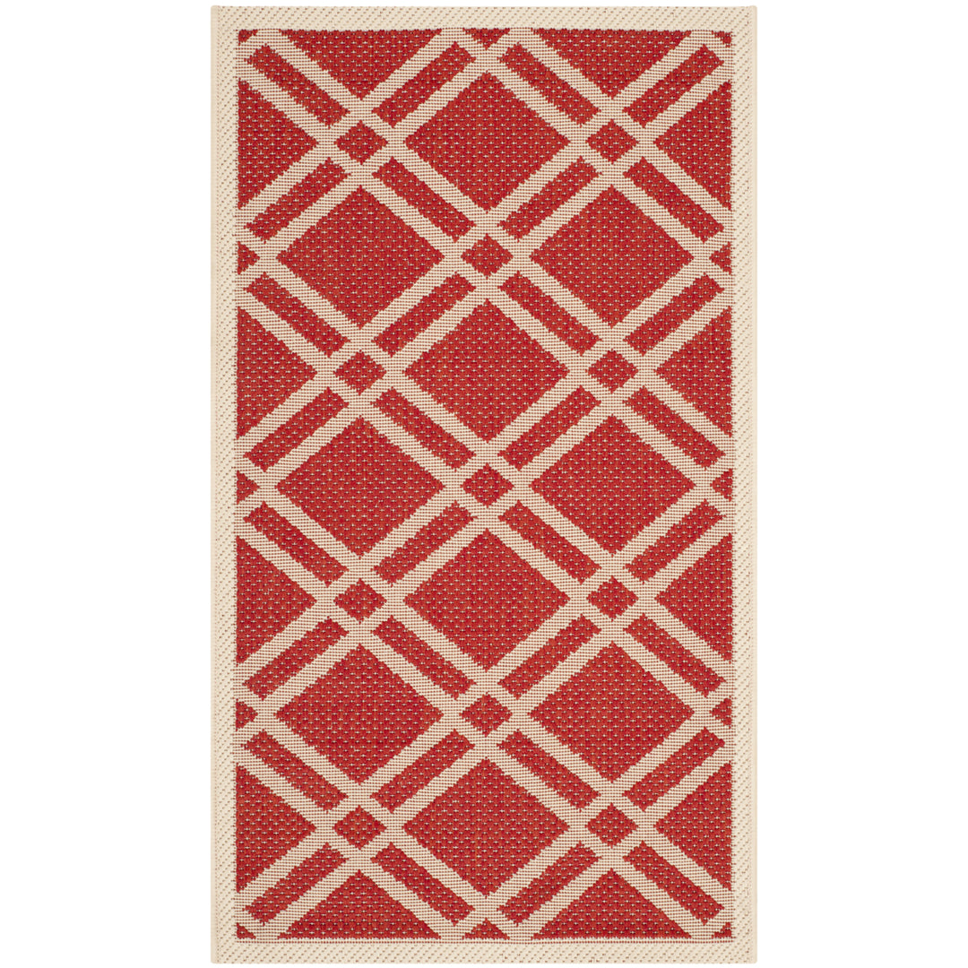 SAFAVIEH Outdoor CY6923-248 Courtyard Collection Red / Bone Rug Image 1