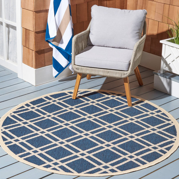 SAFAVIEH Indoor Outdoor CY6923-268 Courtyard Navy / Beige Rug Image 2