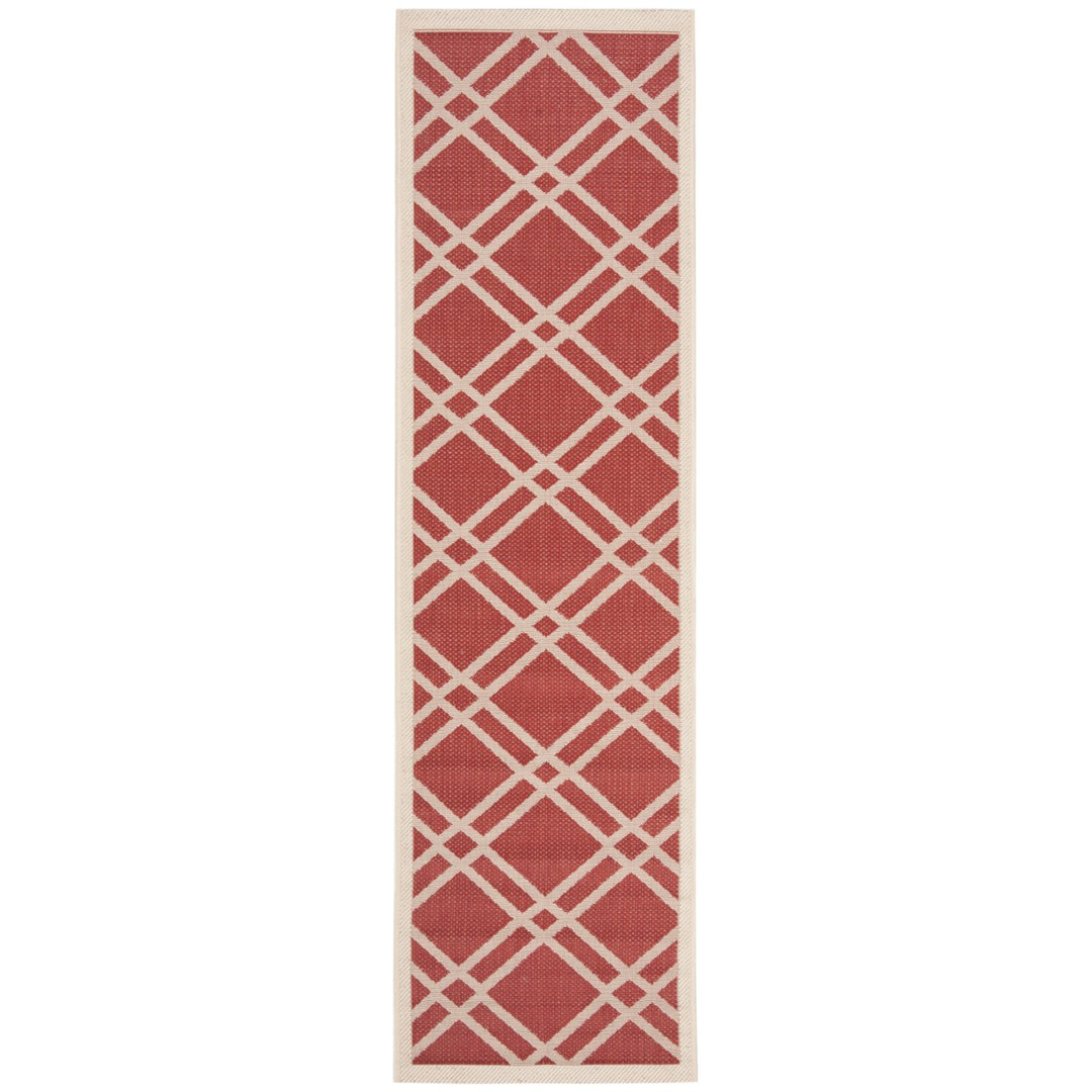 SAFAVIEH Outdoor CY6923-248 Courtyard Collection Red / Bone Rug Image 1