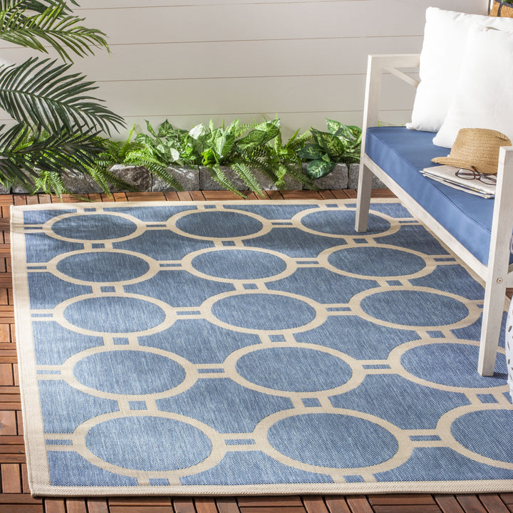 SAFAVIEH Indoor Outdoor CY6924-243 Courtyard Blue / Beige Rug Image 1