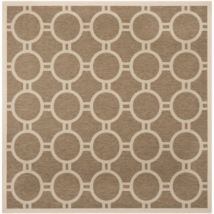 SAFAVIEH Indoor Outdoor CY6924-242 Courtyard Brown / Bone Rug Image 1