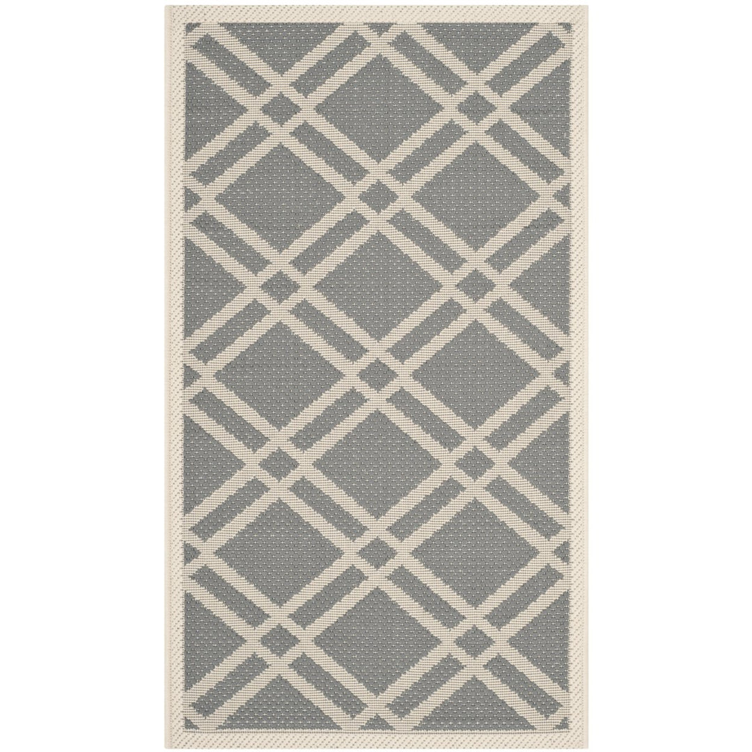 SAFAVIEH Outdoor CY6923-246 Courtyard Anthracite / Beige Rug Image 1