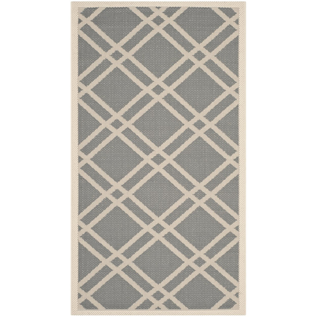 SAFAVIEH Outdoor CY6923-246 Courtyard Anthracite / Beige Rug Image 1